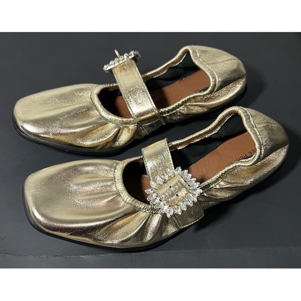 Free People Metallic Gold Mary Jane Flats - Picture 4 of 10